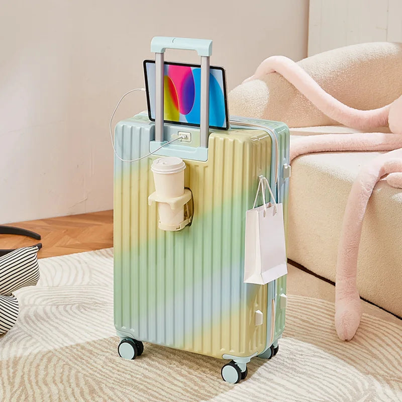 Equipaje de color degradado, carrito multifuncional con ruedas silenciosas de 24 pulgadas, diosa de la moda, nuevo