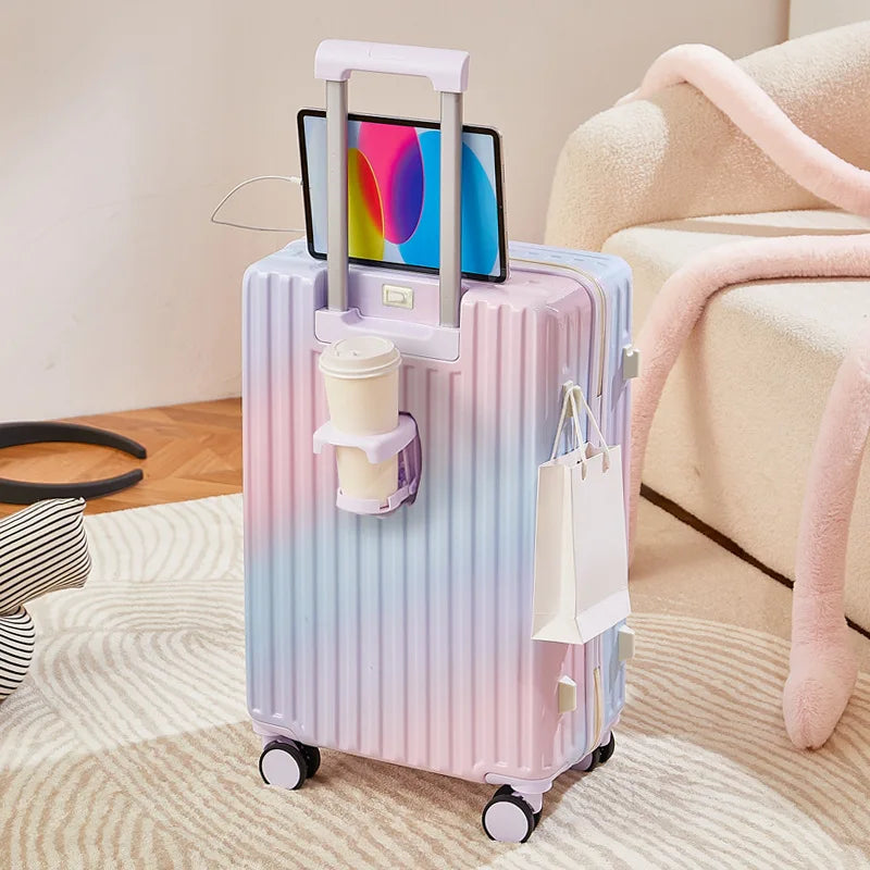 Equipaje de color degradado, carrito multifuncional con ruedas silenciosas de 24 pulgadas, diosa de la moda, nuevo
