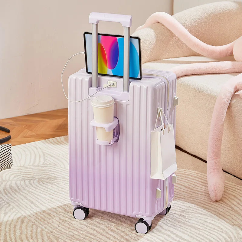 Equipaje de color degradado, carrito multifuncional con ruedas silenciosas de 24 pulgadas, diosa de la moda, nuevo