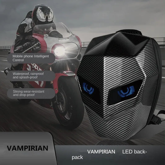 Mochila LED para motocicleta Rider, bolso escolar ligero con Bluetooth de fibra de carbono, mochilas para casco completo para motociclismo, Rugzak